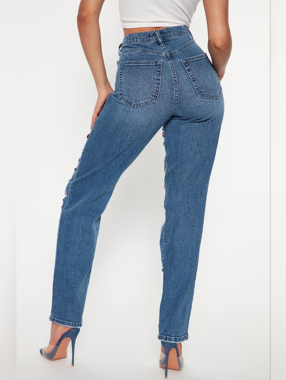 Fashion Nova  Embellished High-Waist Denim Pant Set - Picture 8 of 9